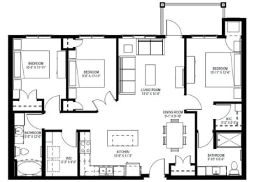 3 Bedroom Floor Plan at The Legends of Blaine 55+, Blaine, 55449