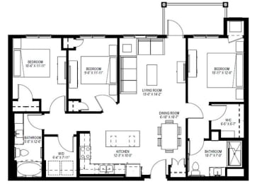 3 Bedroom Floor Plan at The Legends of Blaine 55+, Blaine Minnesota