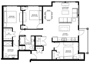 3 Bedroom Floor Plan at The Legends of Blaine 55+, Blaine