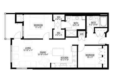 2 Bedroom Floor Plan