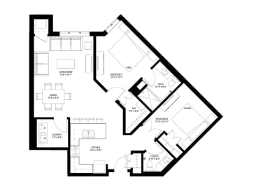2 Bedroom Floor Plan at The Legends of Woodbury 55+ Apartments, Woodbury, MN 55129