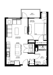 Millberry_1 Bedroom Floor Plan