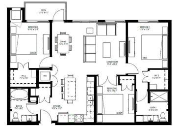 Millberry_3 Bedroom Floor Plan at Millberry Apartments, St. Paul, MN 55114