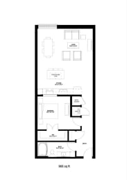 Millworks_1 Bedroom Floor Plan