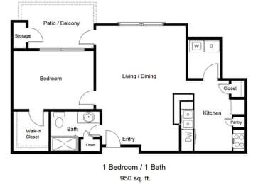 1 bedroom floor plan