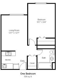 Pennel Park Commons_1 Bedroom Floor Plan