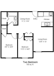 Pennel Park Commons_2 Bedroom Floor Plan