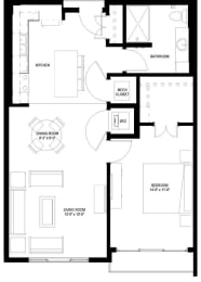 River North_1 Bedroom Floor Plan