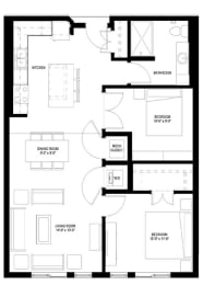 River North_2 Bedroom Floor Plan