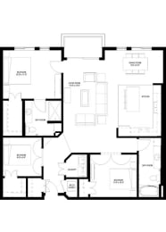 River North_3 Bedroom Floor Plan