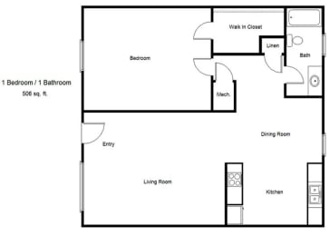 Silver Glen_1 Bedroom Floor Plan