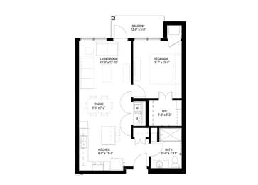 1 Bedroom Floor Plan at The Legends of Spring Lake Park 55+ Living, Minnesota, 55432