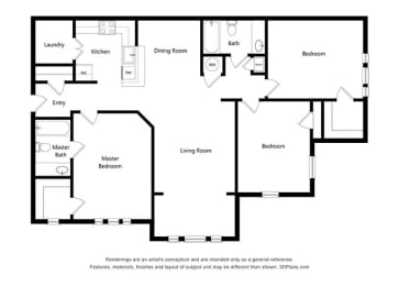 3 Bedroom Floor Plan at Sycamore Ridge, Gainesville