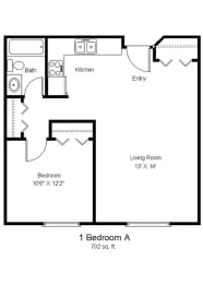 Tralee Terrace_1 Bedroom Floor Plan