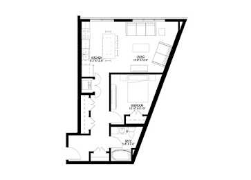 1 Bedroom Floor Plan at Union Flats, Minnesota