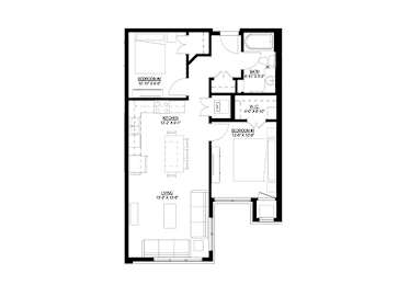2 Bedroom Floor Plan at Union Flats, St. Paul, MN 55114