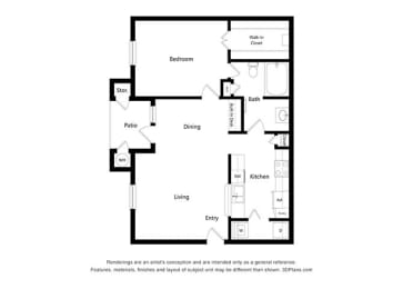 1 Bedroom Floor Plan at Capitol Crossing, Austin