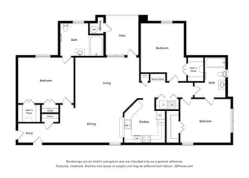 3 Bedroom Floor Plan at Capitol Crossing, Austin
