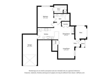 1 Bedroom Floor Plan at Woodway Village, Austin, TX