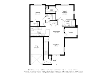 B3 Floor Plan at Woodway Village, Austin, TX