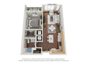 1B Floor Plan at 900 at Cleveland Park, Tennessee, 37207