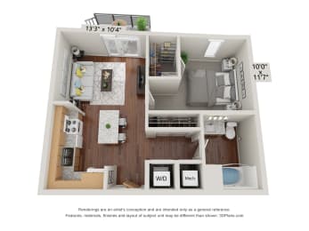 1G Floor Plan at 900 at Cleveland Park, Nashville, TN 37207