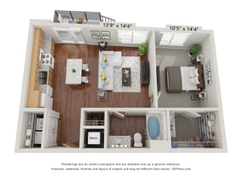 1J Floor Plan at 900 at Cleveland Park, Nashville, TN 37207