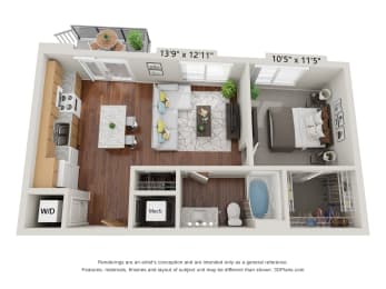 1L Floor Plan at 900 at Cleveland Park, Tennessee