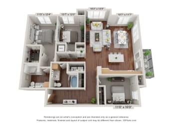 3C Floor Plan at 900 at Cleveland Park, Tennessee