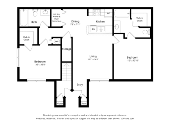 2 bedroom floor plan at Aria Landings, Fort Myers Florida