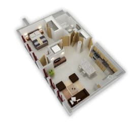 1 Bedroom B Floor Plan at Buzza Lofts of Uptown, MN 55408