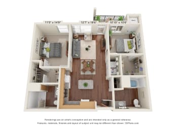 Centennial Crossings_3D_2 Bedroom B1