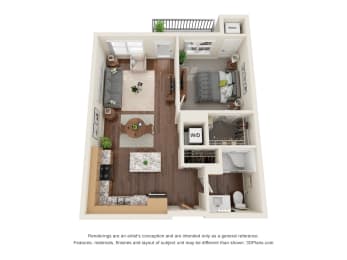 1G Floor Plan at Harbor at Twin Lakes 55+ Apartments, Roseville, MN, 55113