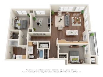 3Ca Floor Plan at Harbor at Twin Lakes 55+ Apartments, Roseville, 55113