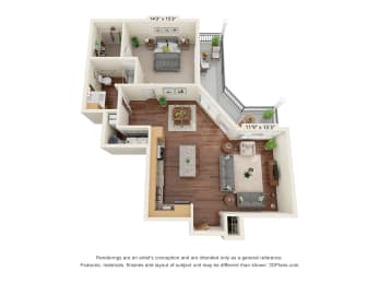 A2 ADA Floor Plan at Haven at Congaree Pointe 55+ Apartments, Columbia, SC