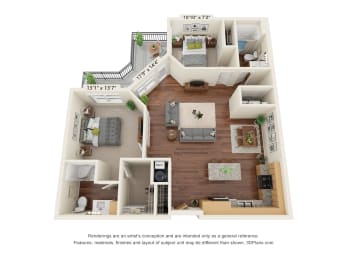 B2 Floor Plan at Haven at Congaree Pointe 55+ Apartments, Columbia