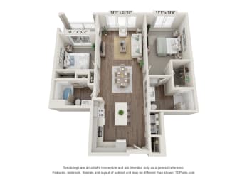 B2 Floor Plan at Heron Ridge 62+ Apartments, Florida