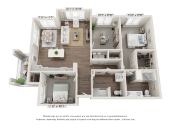 C1 Wheelchair Accessible Floor Plan at Heron Ridge 62+ Apartments, Kissimmee, FL