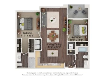 B1_Colored Floor Plan at Juniper Square 55+ Apartments, Glendale Arizona