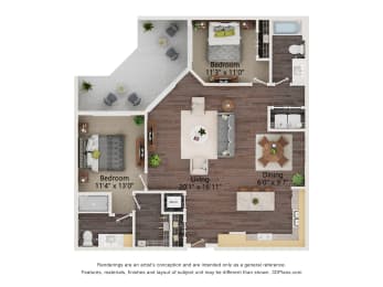 B6_Colored Floor Plan at Juniper Square 55+ Apartments, Glendale Arizona