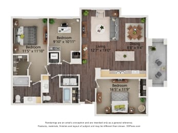 C1_Colored Floor Plan at Juniper Square 55+ Apartments, Glendale