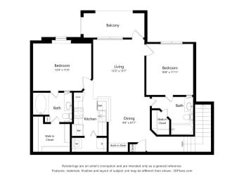 2 bed 2 bath A at Lakeside Pointe Apartments & Townhomes, Pearland, Texas