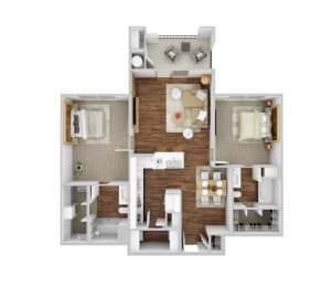 Ellington Floor Plan at Mariposa at Spring Hollow Saginaw 55+ Apartments, Saginaw Texas