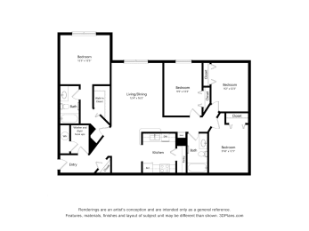 Oaks at St. John_2D_4 Bedroom Floor Plan