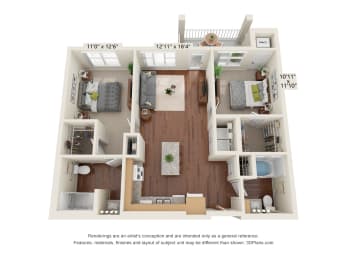 2D Floor Pan at Oaks Landing 55+ Apartments, New Brighton Minnesota