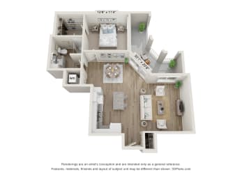 1C Floor Plan at Osprey Park 62+ Apartments, Florida, 34758