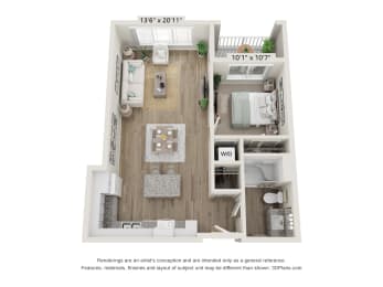 1D Floor Plan at Osprey Park 62+ Apartments, Kissimmee, FL