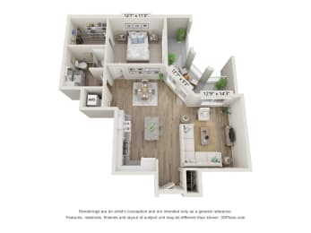 1 bed 1 bath F at Sandpiper Glen 62+ Apartments, Orlando, FL, 32825