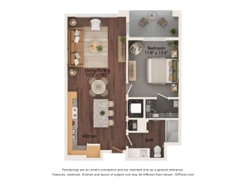 1 bed 1 bath D at Suncrest Vista at Canyon Trails 55+ Apartments, Arizona
