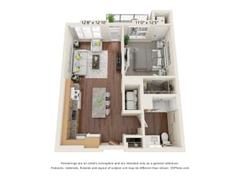 The Oasis at Twin Lakes_3D_1 Bedroom - E-ADA